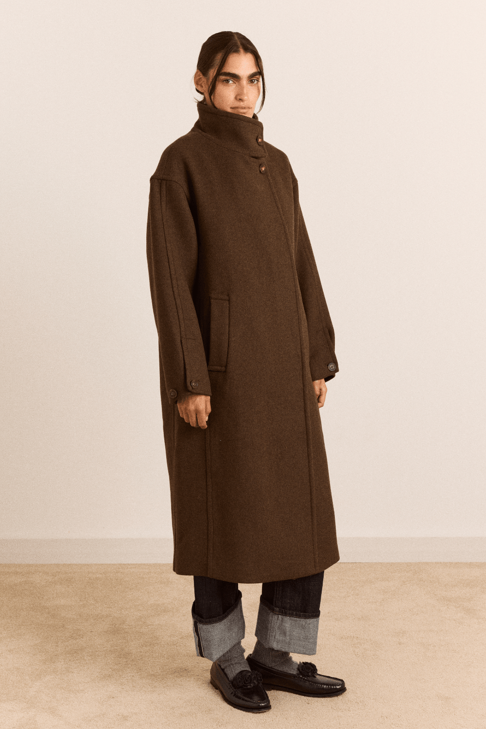 Damson Madder - Agnes Wool Coat in Chocolate - Kalifornia Jean Bar