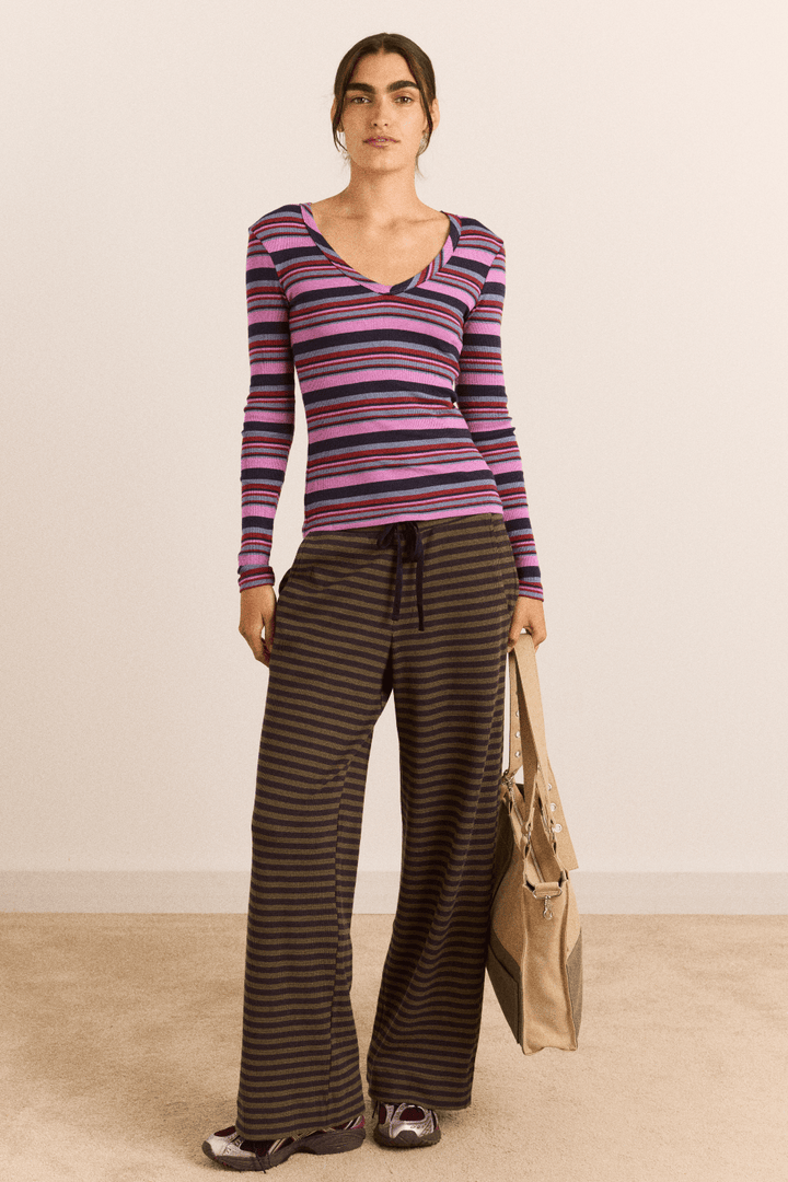 Damson Madder - Arlea Viola Stripe Tee - Kalifornia Jean Bar