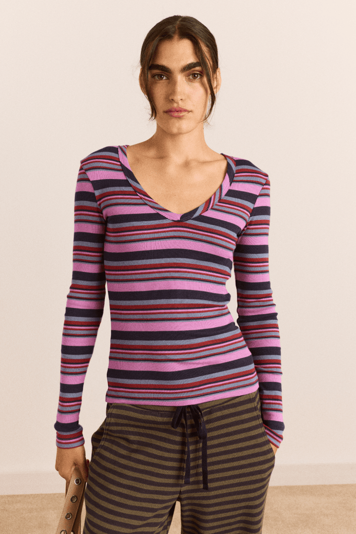 Damson Madder - Arlea Viola Stripe Tee - Kalifornia Jean Bar