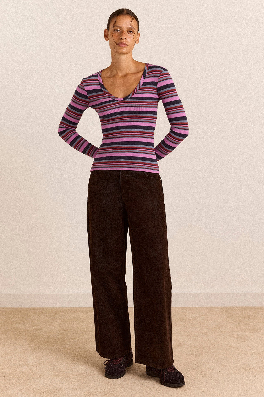Damson Madder - Arlea Viola Stripe Tee - Kalifornia Jean Bar