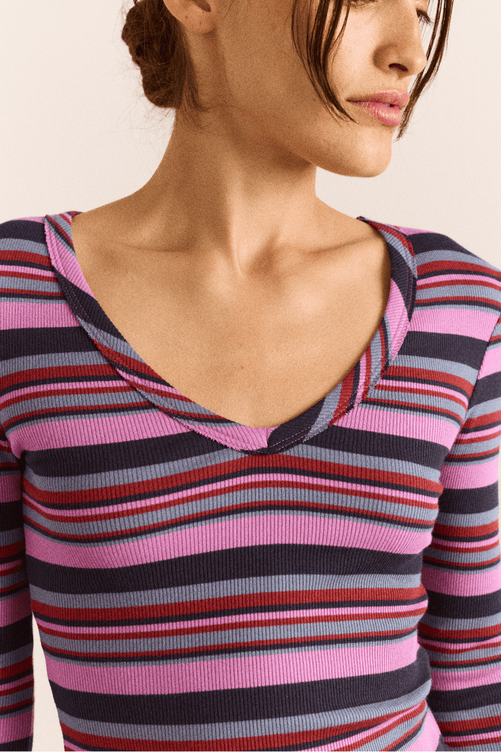 Damson Madder - Arlea Viola Stripe Tee - Kalifornia Jean Bar
