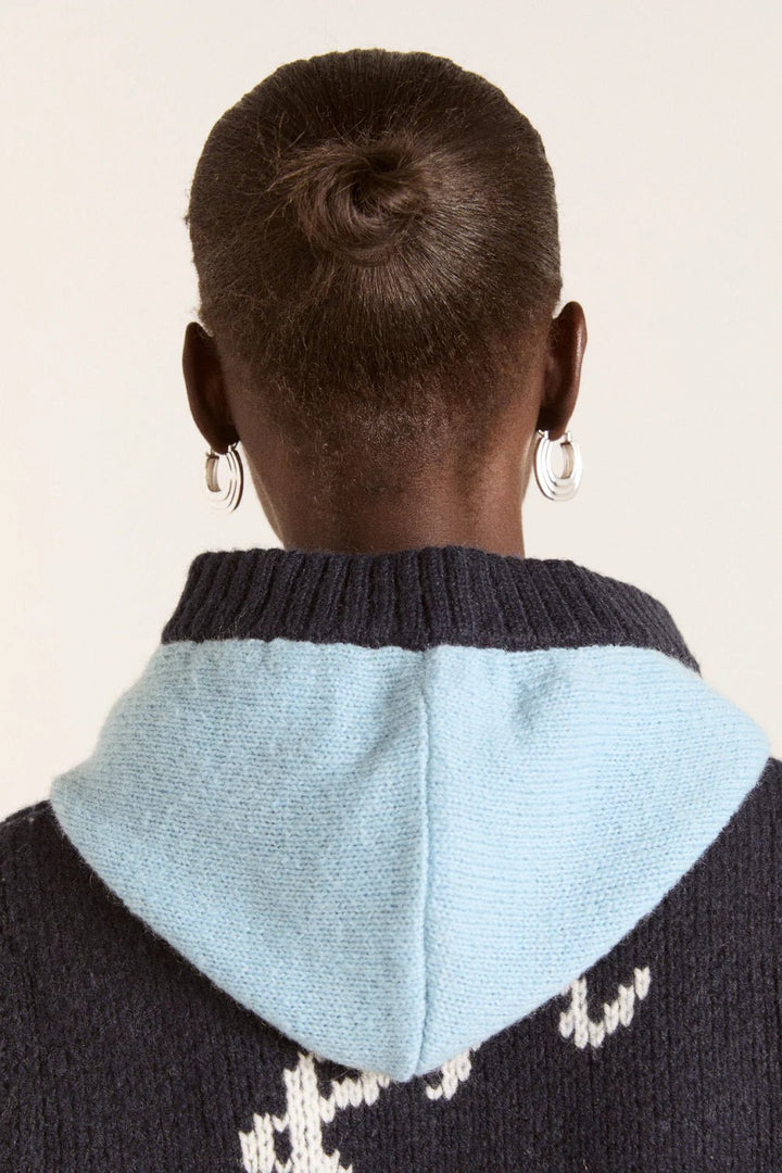 Damson Madder - Button Through Hood in Blue - Kalifornia Jean Bar