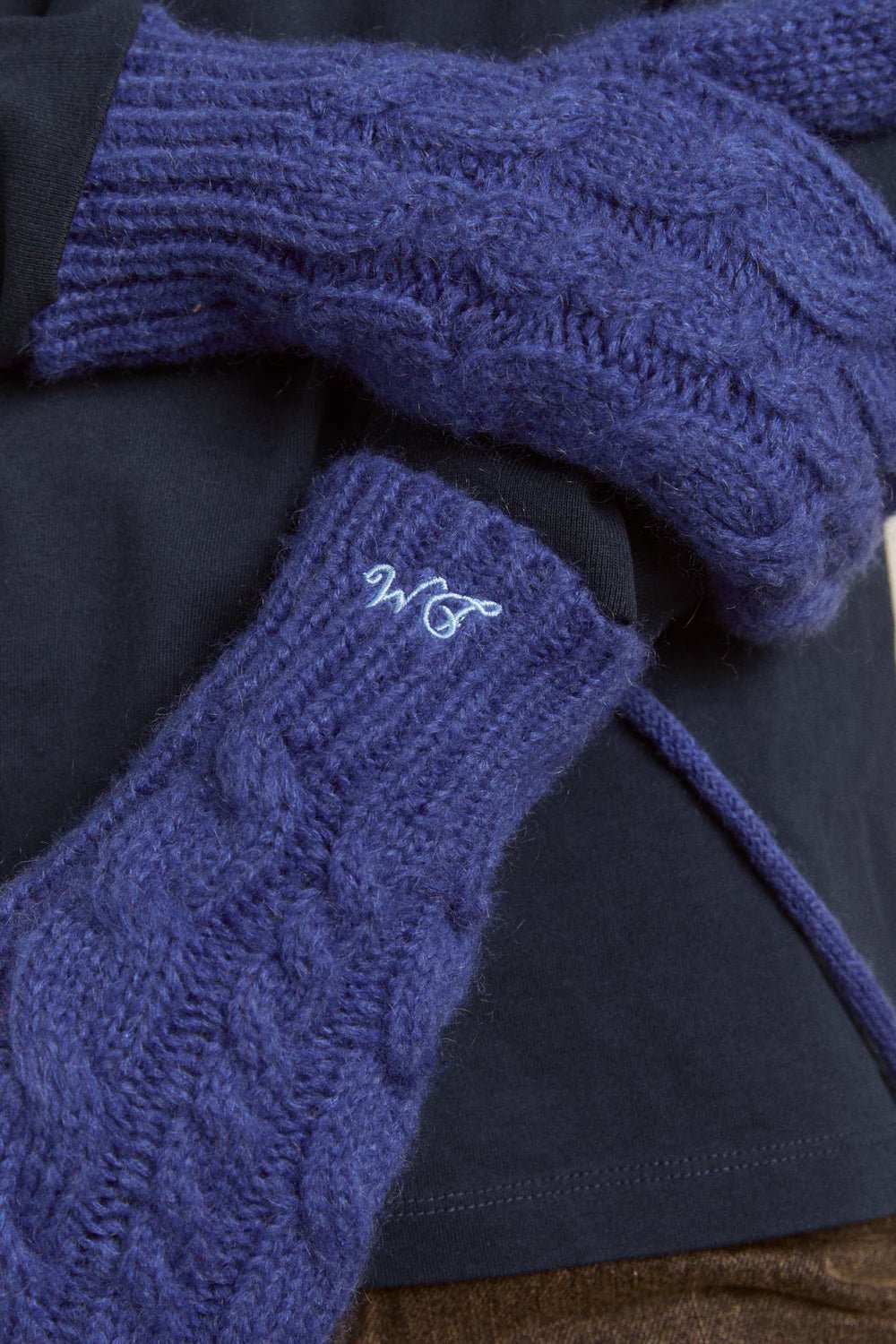 Damson Madder - Cable Knit Mittens Cobalt Blue - Kalifornia Jean Bar