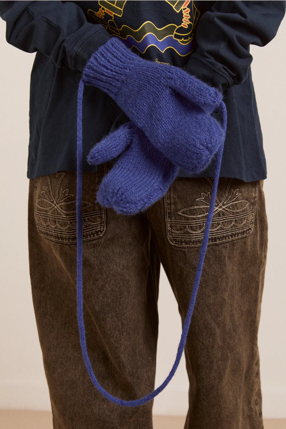 Damson Madder - Cable Knit Mittens Cobalt Blue - Kalifornia Jean Bar