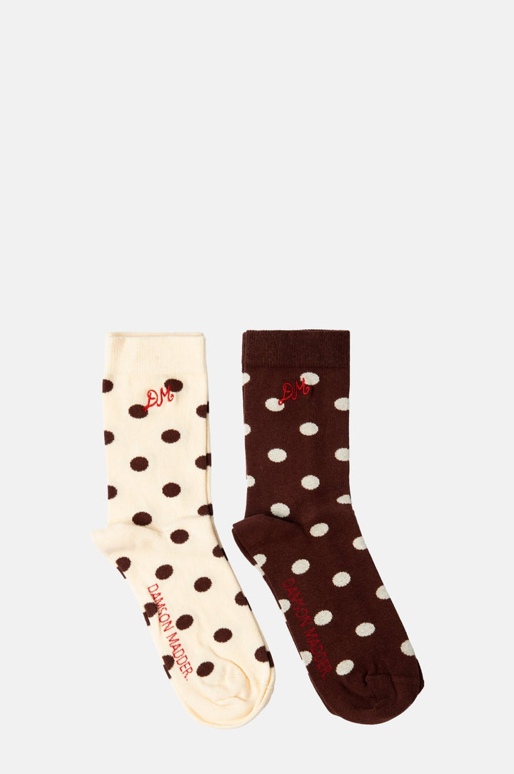 Damson Madder - Choc & Ecru Spot 2 Pack Socks - Kalifornia Jean Bar
