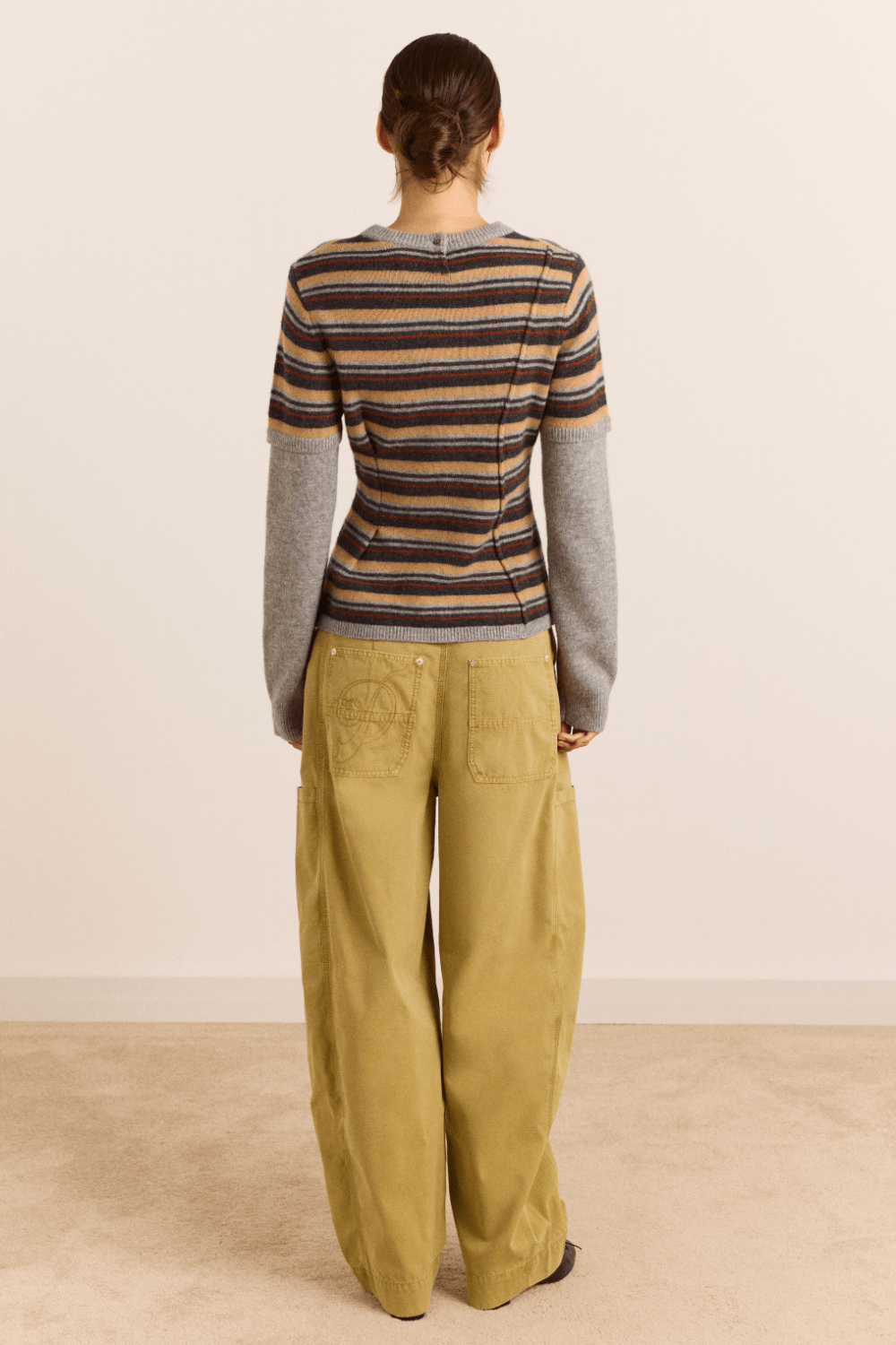 Damson Madder - Clara Striped Double Sleeve Merino Wool Jumper - Kalifornia Jean Bar