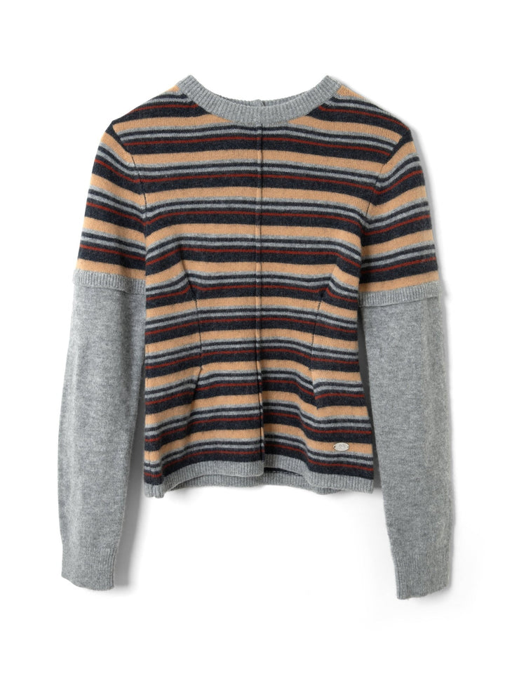 Damson Madder - Clara Striped Double Sleeve Merino Wool Jumper - Kalifornia Jean Bar