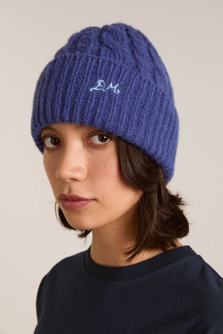 Damson Madder - Cobalt Cable Knit Beanie - Kalifornia Jean Bar