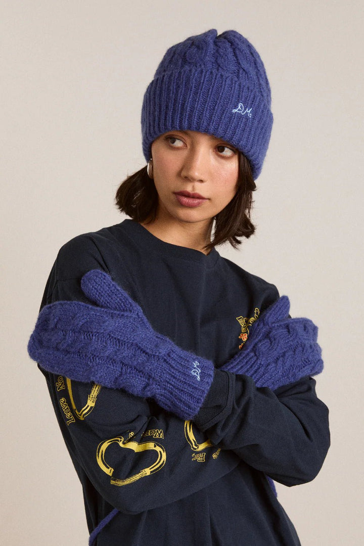 Damson Madder - Cobalt Cable Knit Beanie - Kalifornia Jean Bar
