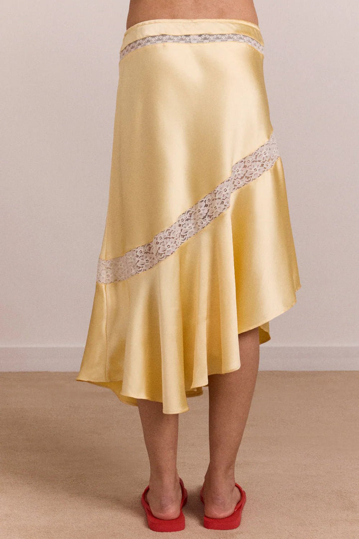 Damson Madder - Delphia Satin Skirt in Butter Yellow - Kalifornia Jean Bar