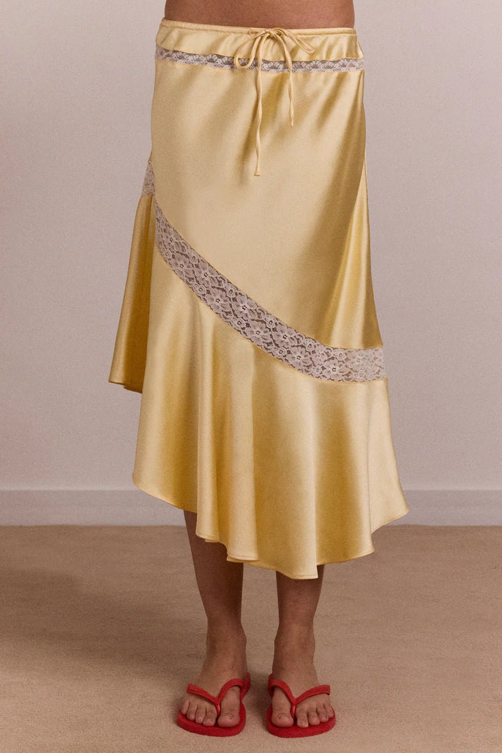 Damson Madder - Delphia Satin Skirt in Butter Yellow - Kalifornia Jean Bar