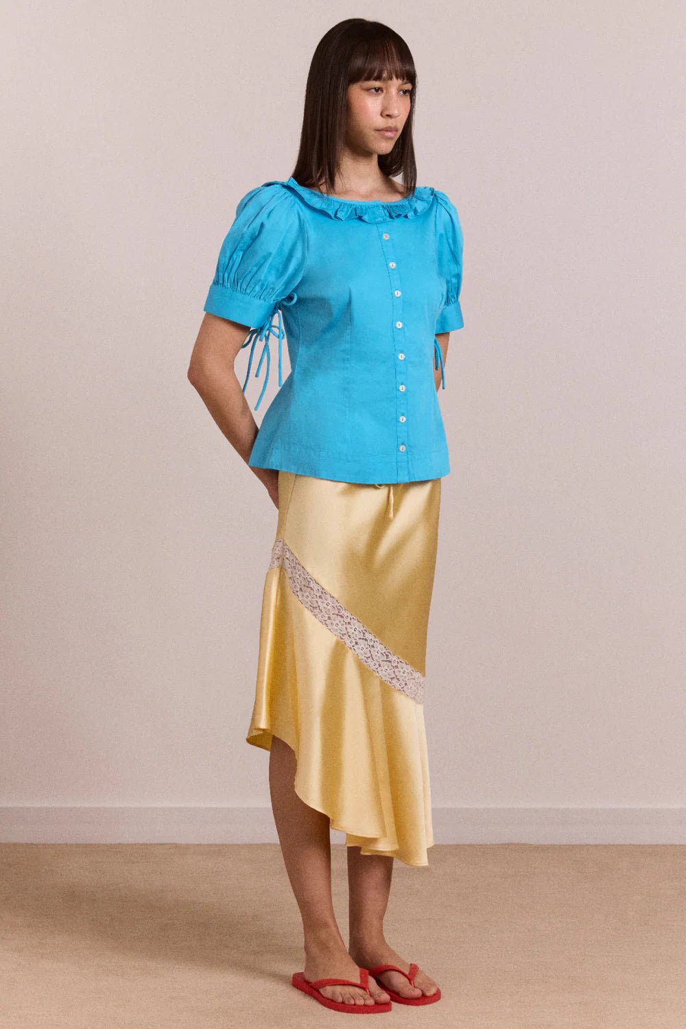 Damson Madder - Delphia Satin Skirt in Butter Yellow - Kalifornia Jean Bar