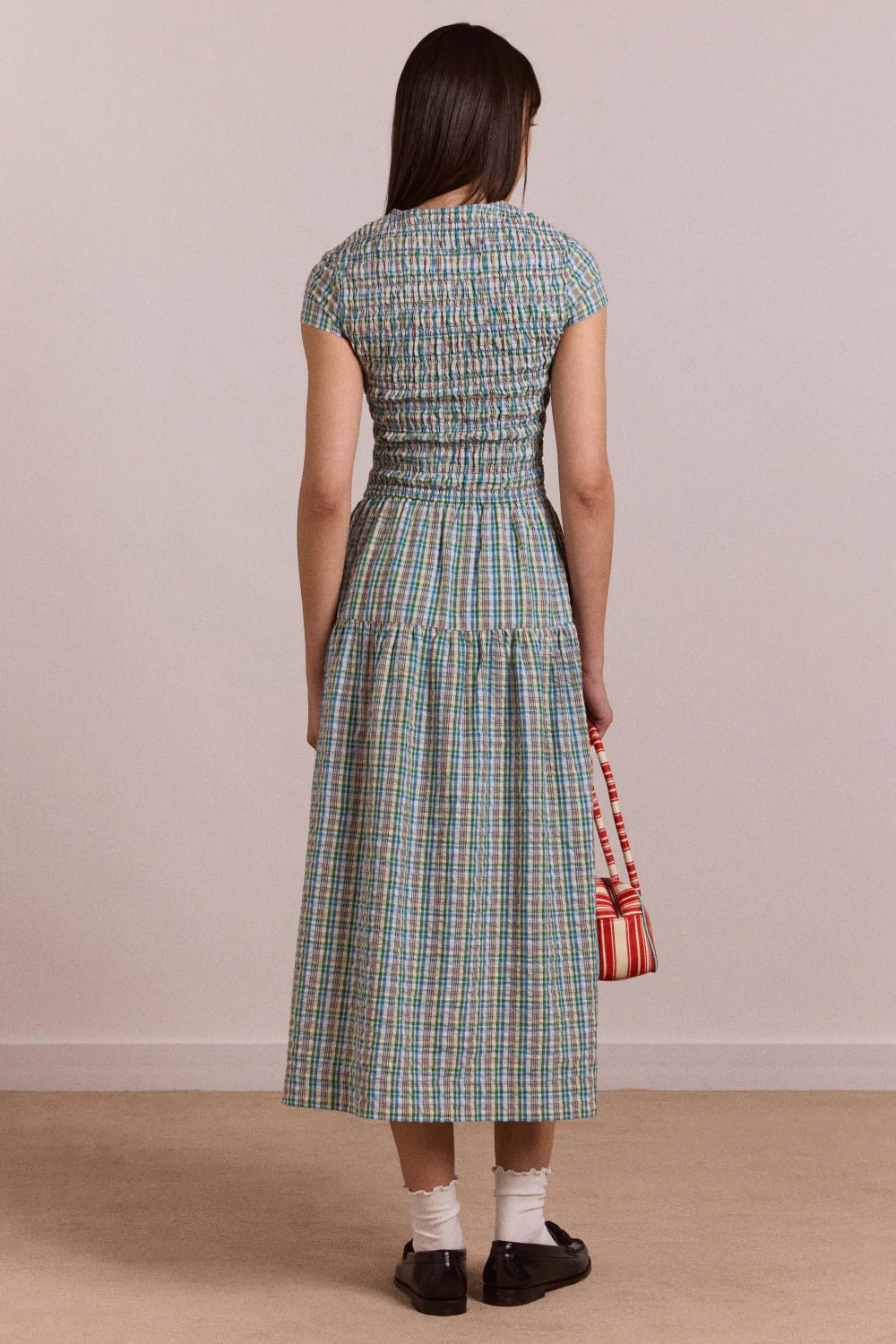 Damson Madder - Ebba Picnic Dress Multi Blue Check - Kalifornia Jean Bar