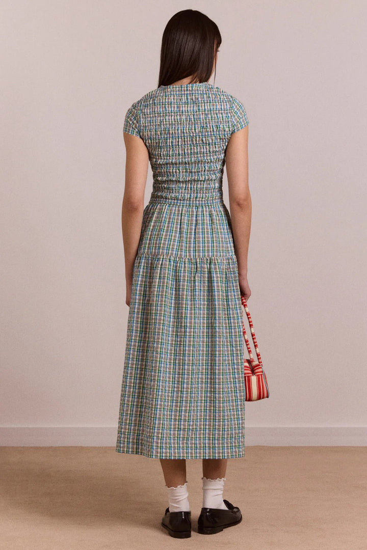 Damson Madder - Ebba Picnic Dress Multi Blue Check - Kalifornia Jean Bar