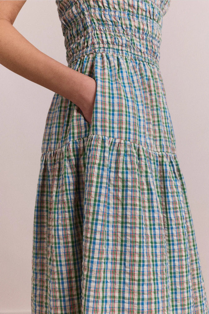 Damson Madder - Ebba Picnic Dress Multi Blue Check - Kalifornia Jean Bar