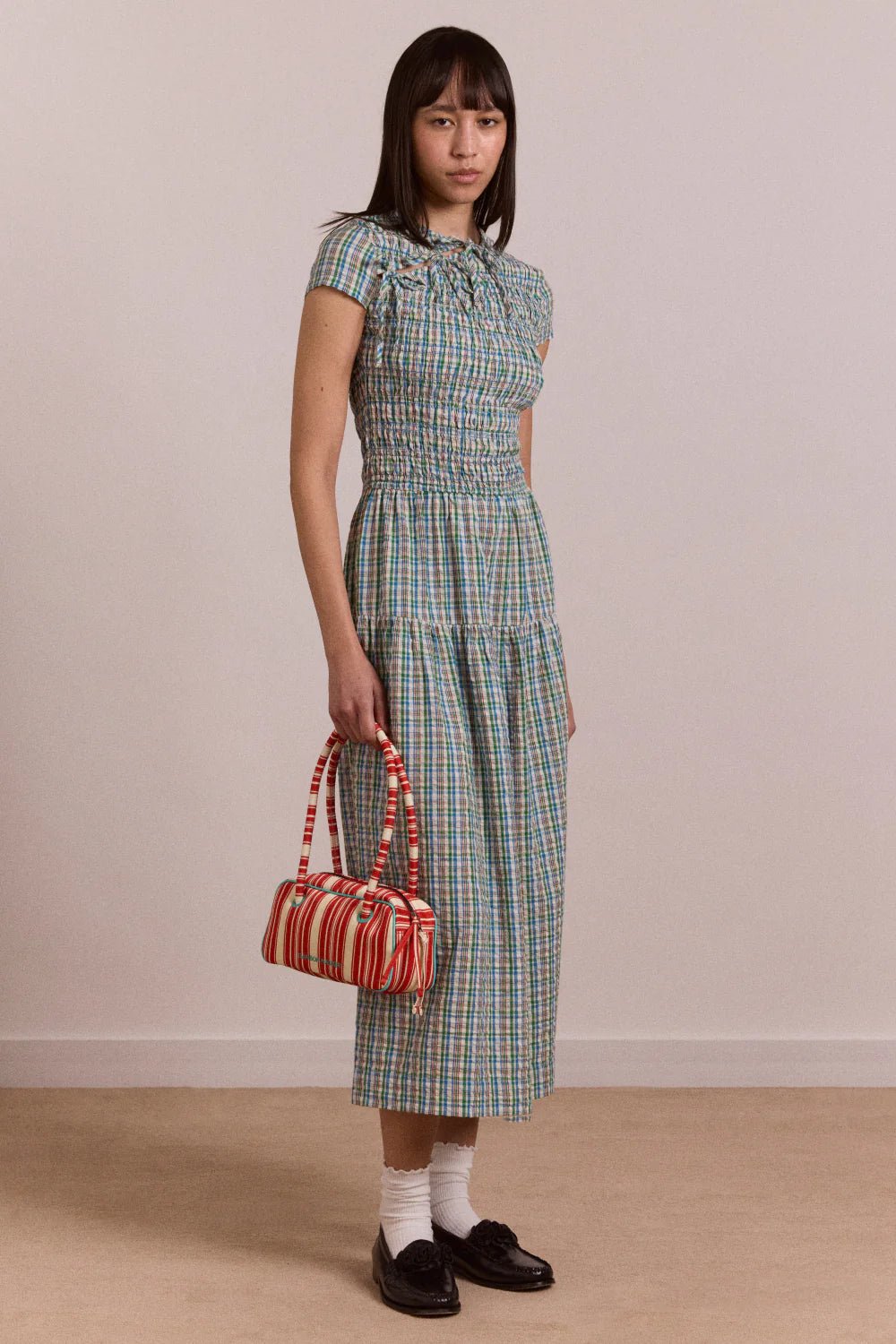 Damson Madder - Ebba Picnic Dress Multi Blue Check - Kalifornia Jean Bar