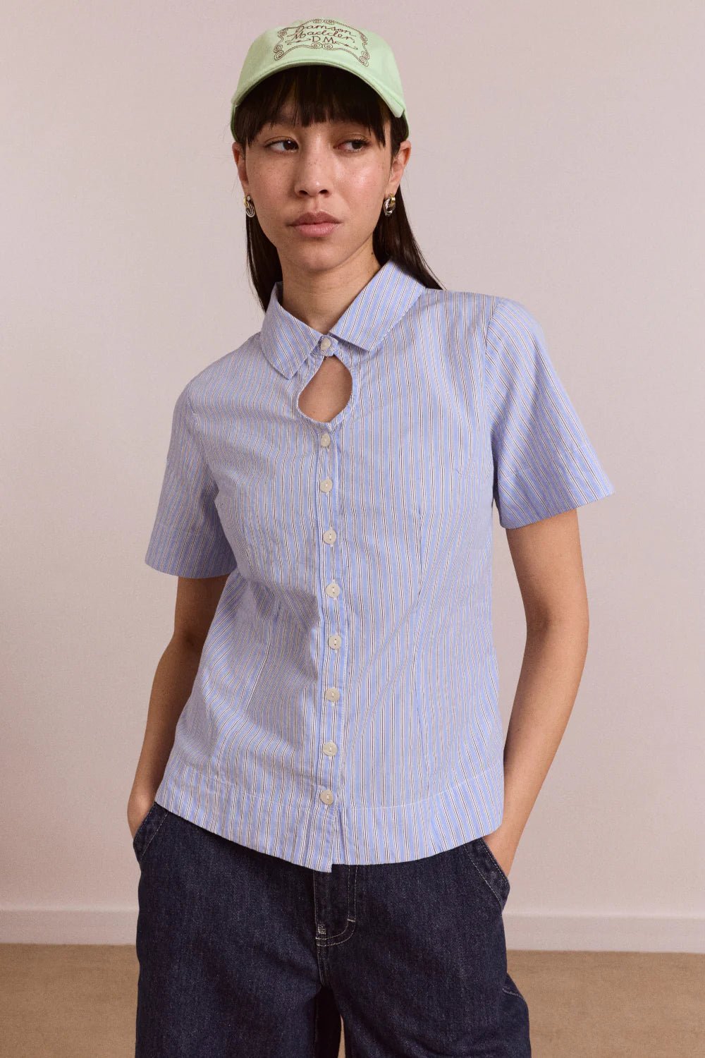 Damson Madder - Ebba Shirt in Mini Blue Business Stripe - Kalifornia Jean Bar