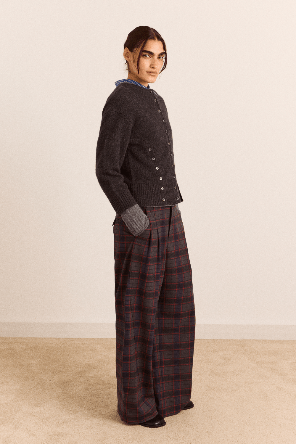 Damson Madder - Haisley Trouser in Sirius Check - Kalifornia Jean Bar