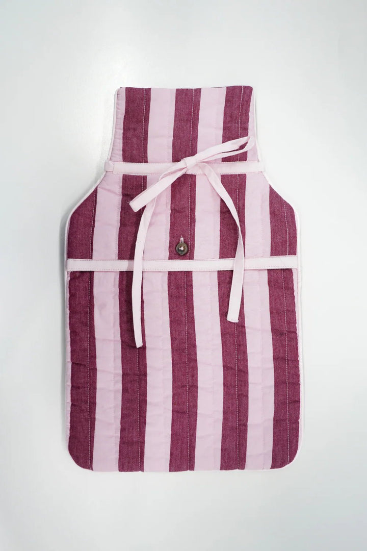 Damson Madder - Hot Water Bottle Cover Pink Stripe - Kalifornia Jean Bar