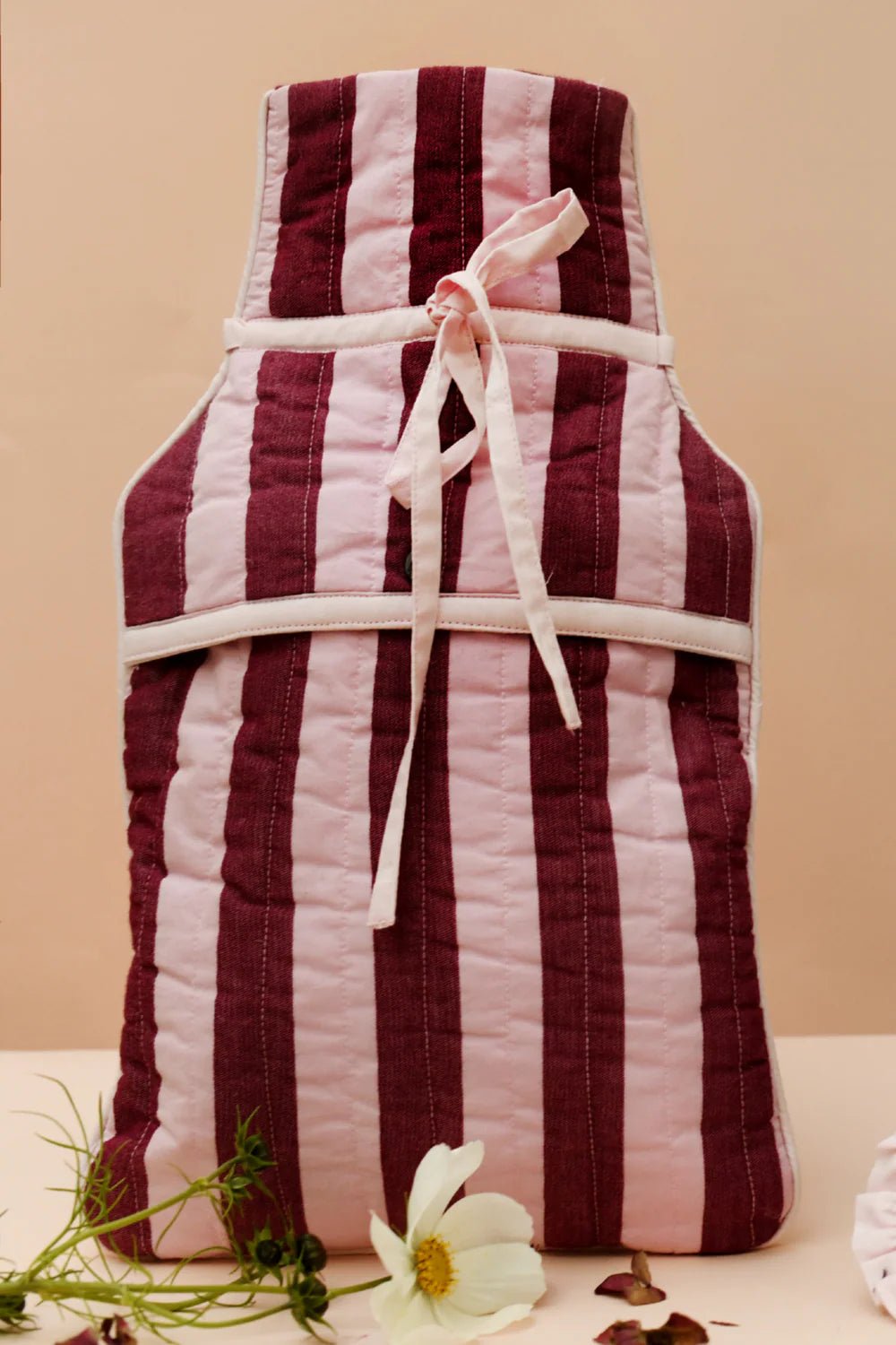 Damson Madder - Hot Water Bottle Cover Pink Stripe - Kalifornia Jean Bar