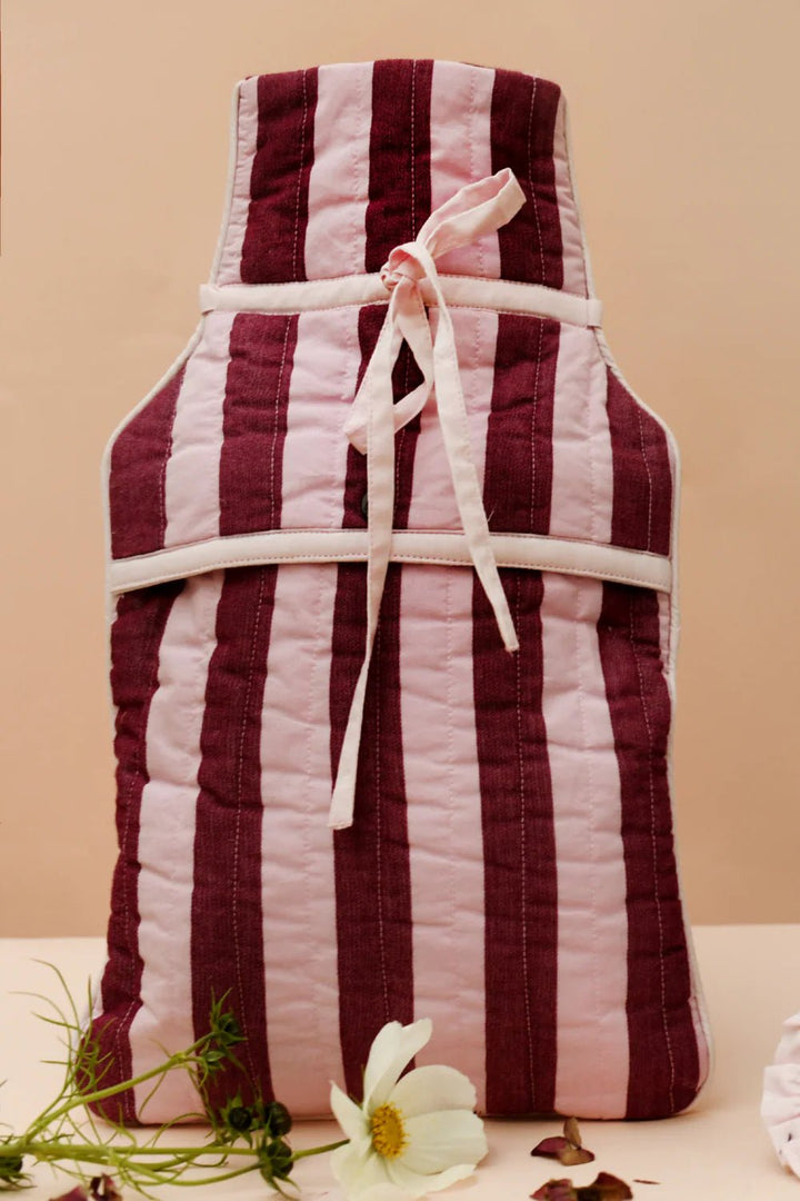 Damson Madder - Hot Water Bottle Cover Pink Stripe - Kalifornia Jean Bar