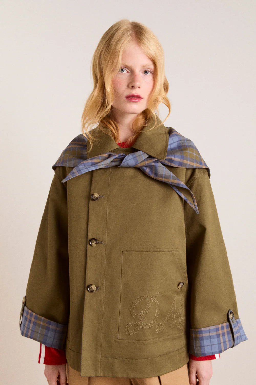 Damson Madder - Jerry Reversible Crop Trench Coat Olive - Kalifornia Jean Bar