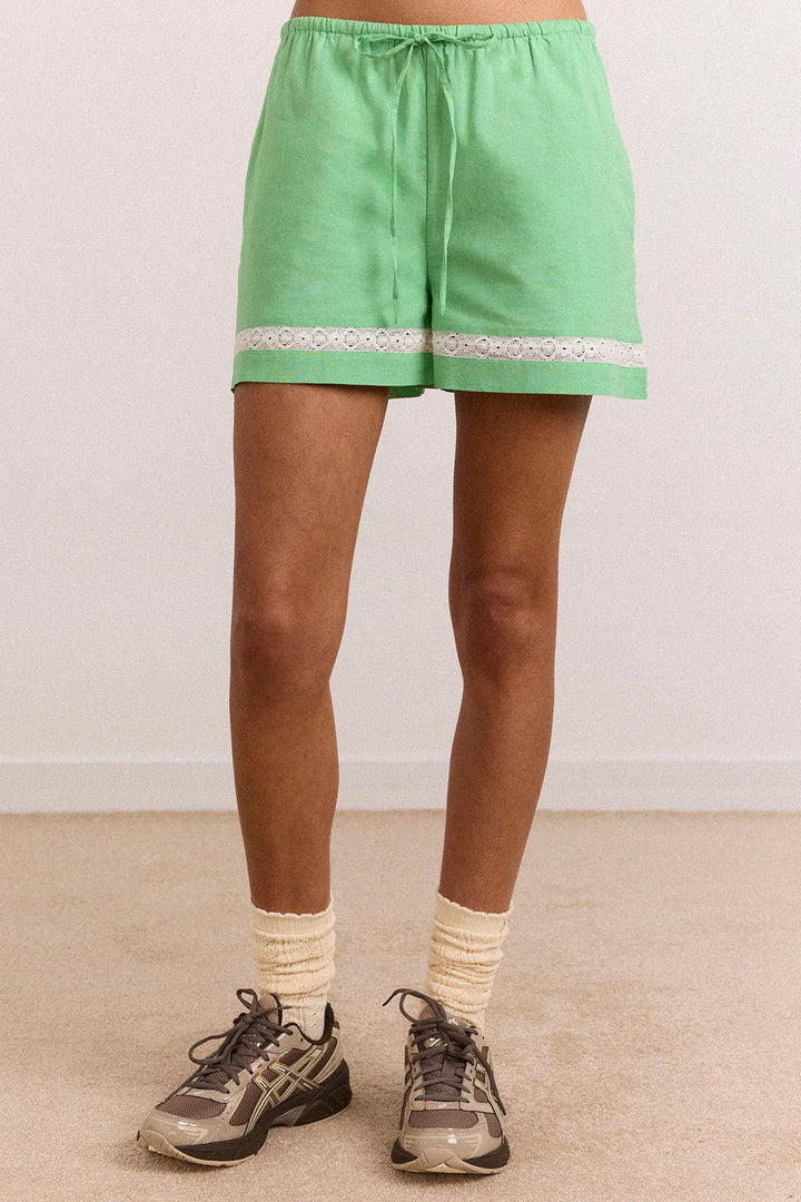 Damson Madder - Jovie Lace Insert Short In Mint - Kalifornia Jean Bar