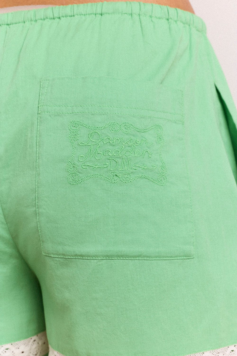 Damson Madder - Jovie Lace Insert Short In Mint - Kalifornia Jean Bar