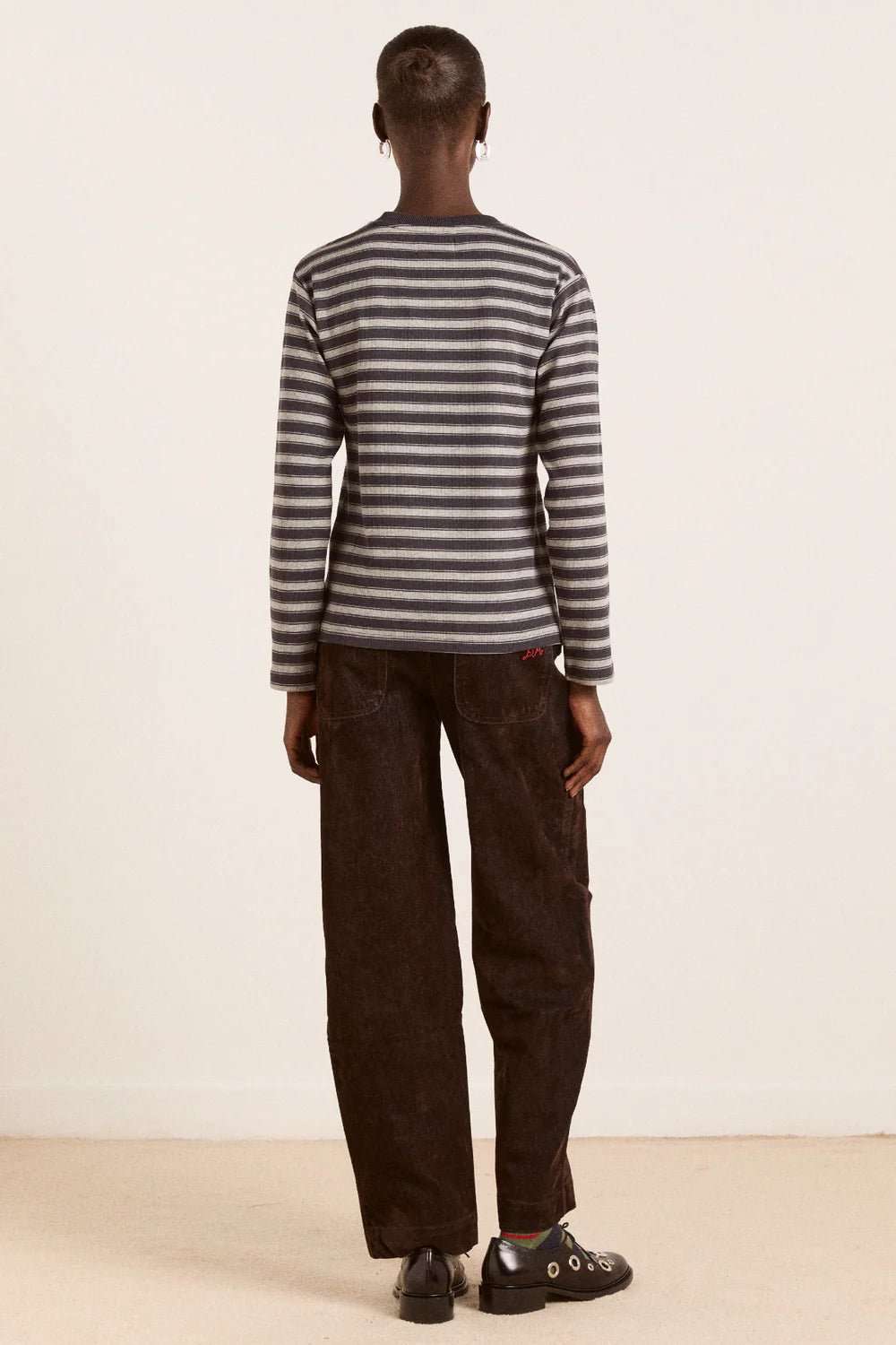 Damson Madder - Lilah L/S in Grey Marl Stripe - Kalifornia Jean Bar