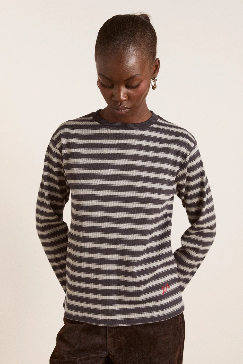 Damson Madder - Lilah L/S in Grey Marl Stripe - Kalifornia Jean Bar