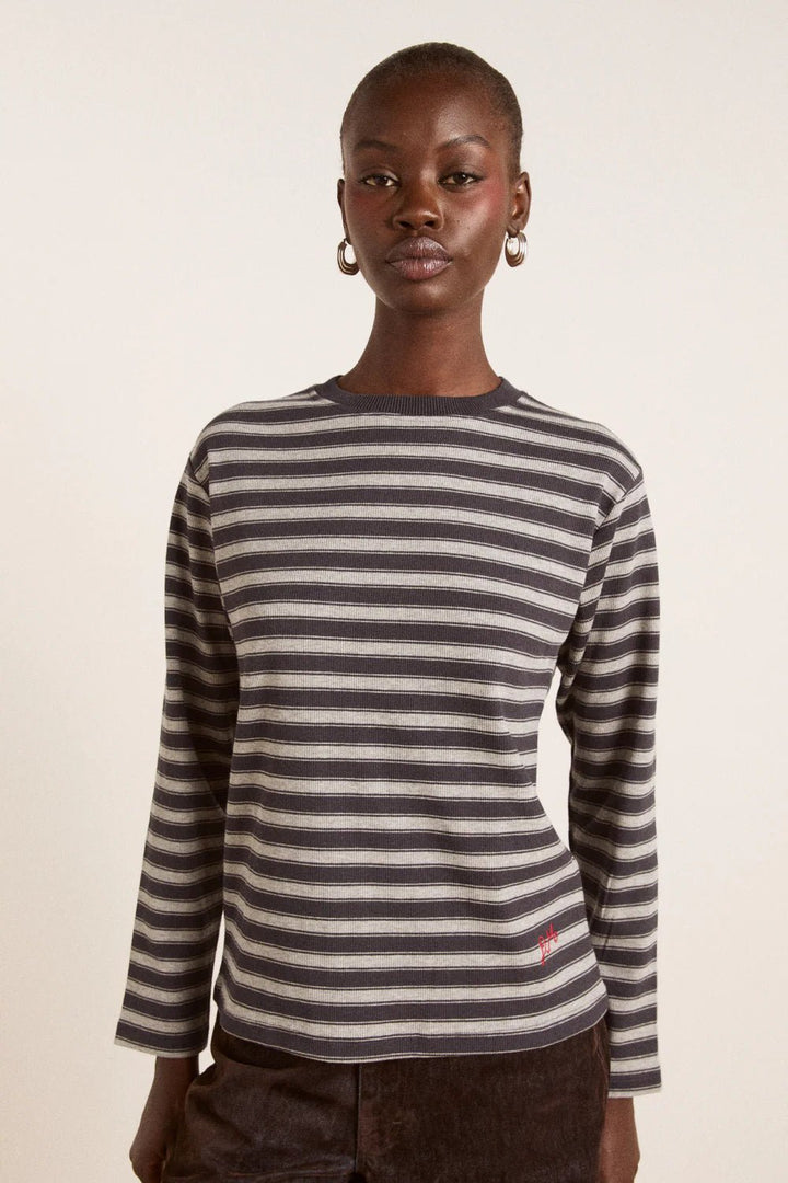Damson Madder - Lilah L/S in Grey Marl Stripe - Kalifornia Jean Bar