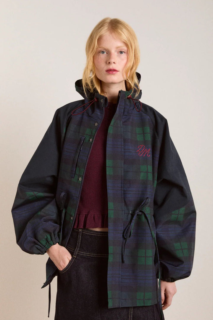 Damson Madder - Liu Raincoat in Navy Check - Kalifornia Jean Bar