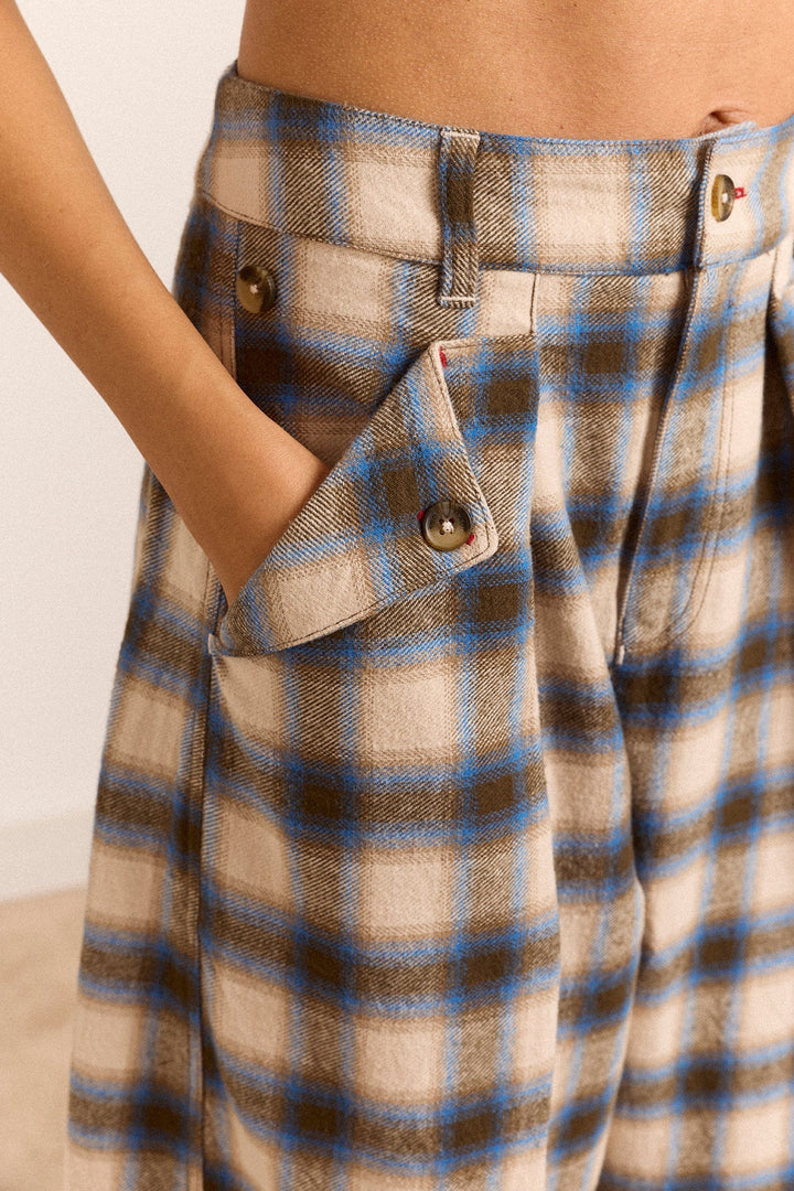 Damson Madder - Mara Trouser in Blur Brushed Check - Kalifornia Jean Bar