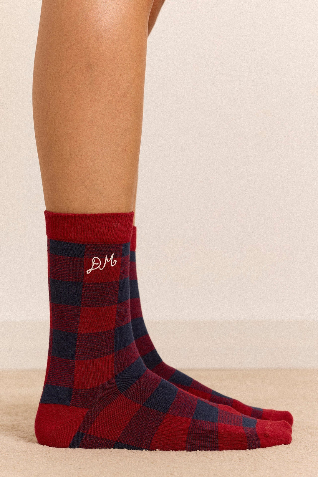 Damson Madder - Mixed Gingham 3 Pack Socks - Kalifornia Jean Bar