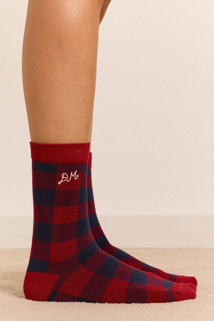 Damson Madder - Mixed Gingham 3 Pack Socks - Kalifornia Jean Bar