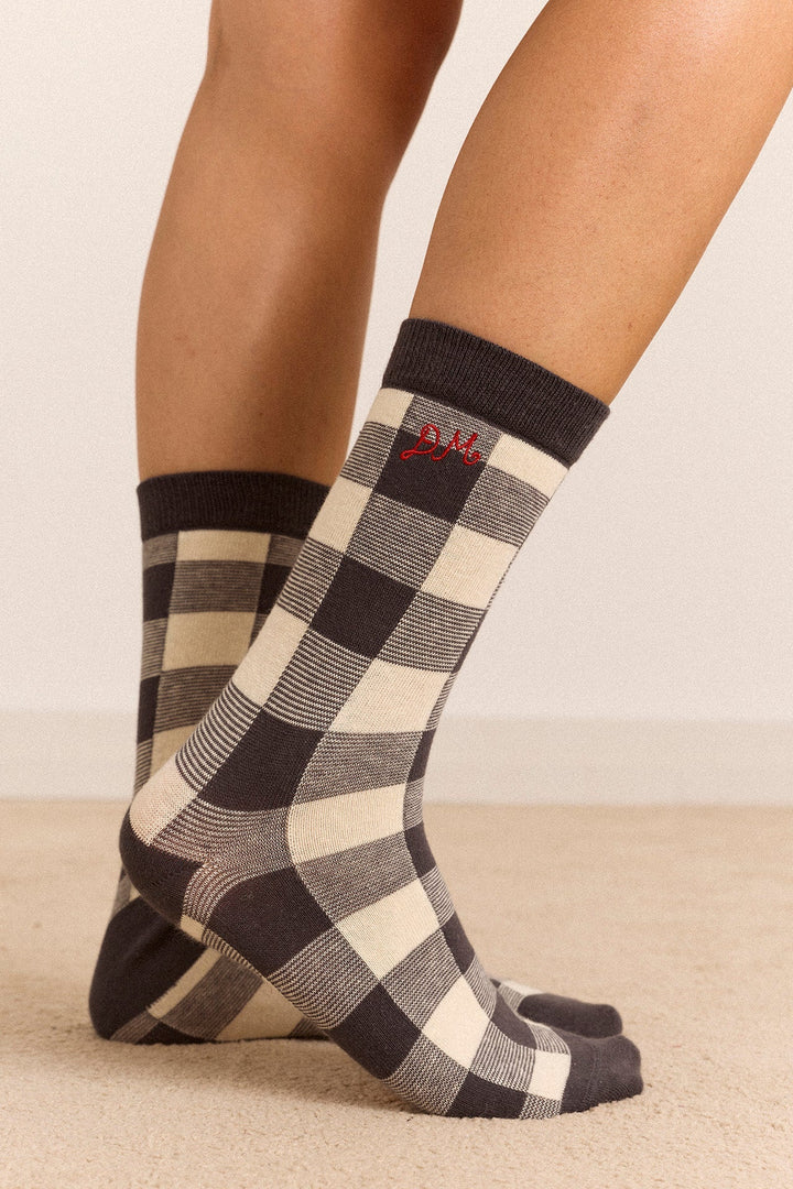 Damson Madder - Mixed Gingham 3 Pack Socks - Kalifornia Jean Bar