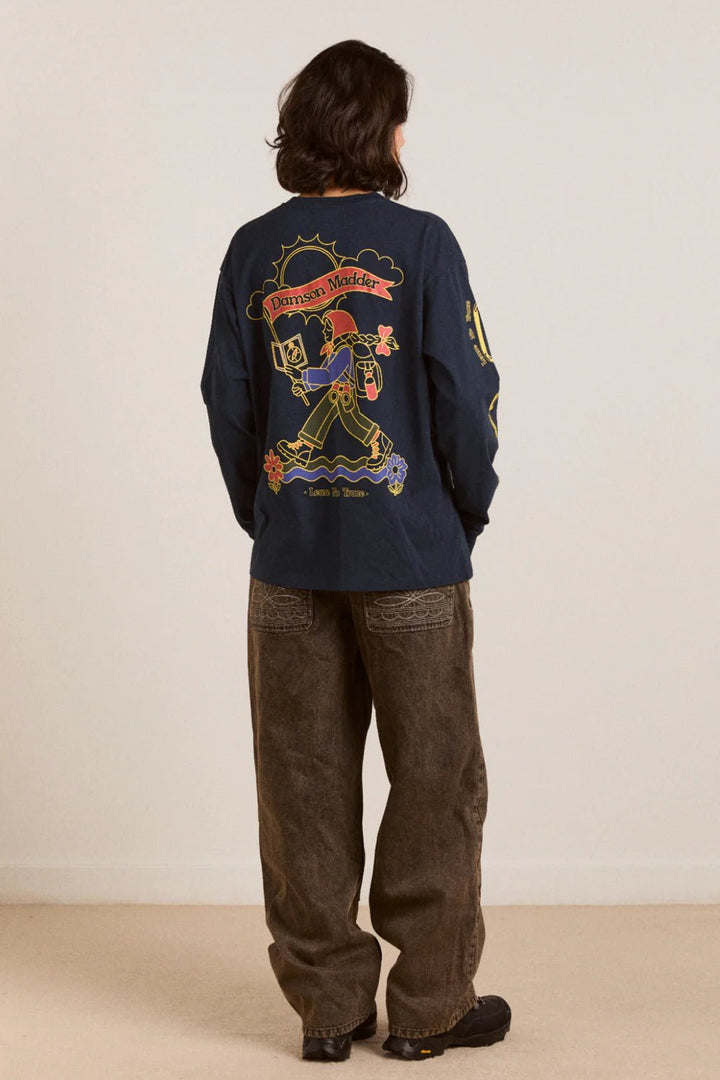 Damson Madder - Navy Rambler Longsleeve Tee - Kalifornia Jean Bar