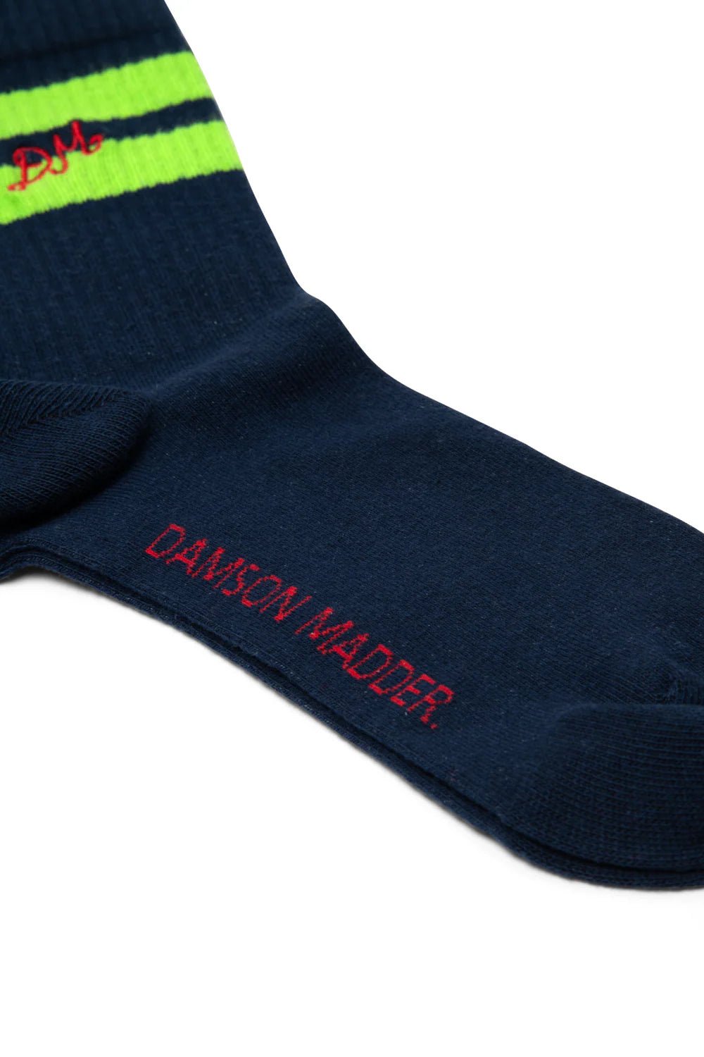 Damson Madder - Navy/Lime Stripe Socks - Kalifornia Jean Bar
