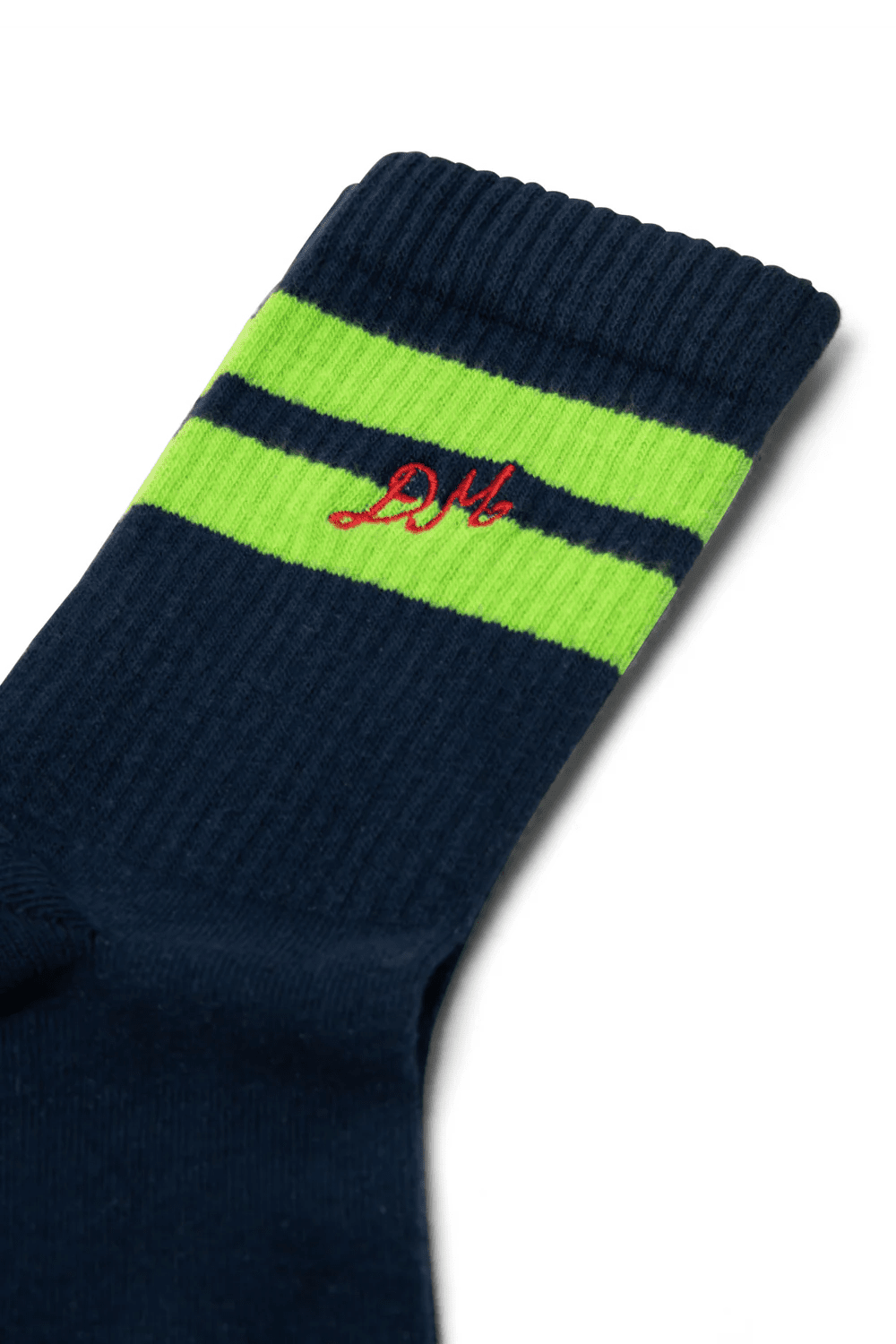 Damson Madder - Navy/Lime Stripe Socks - Kalifornia Jean Bar
