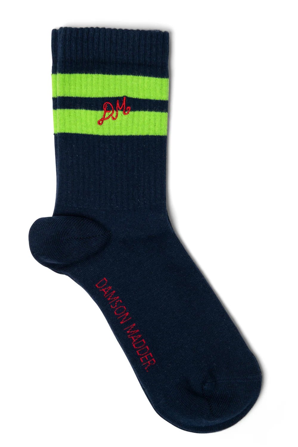 Damson Madder - Navy/Lime Stripe Socks - Kalifornia Jean Bar