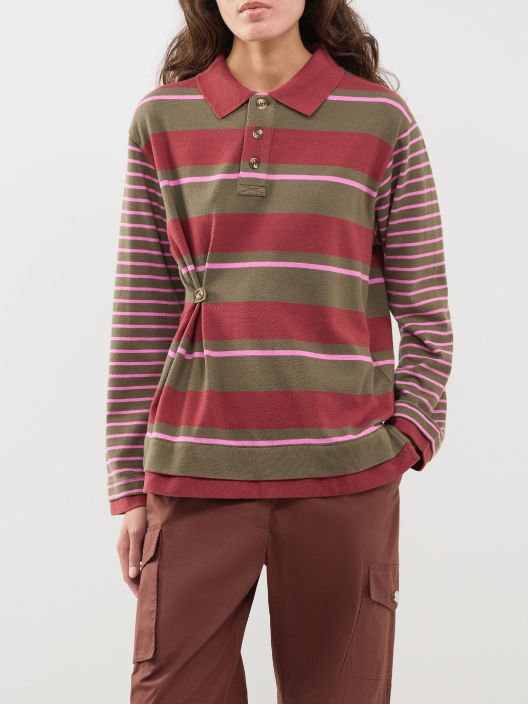 Damson Madder - Noah Cinch Rugby in Olive Pink - Kalifornia Jean Bar