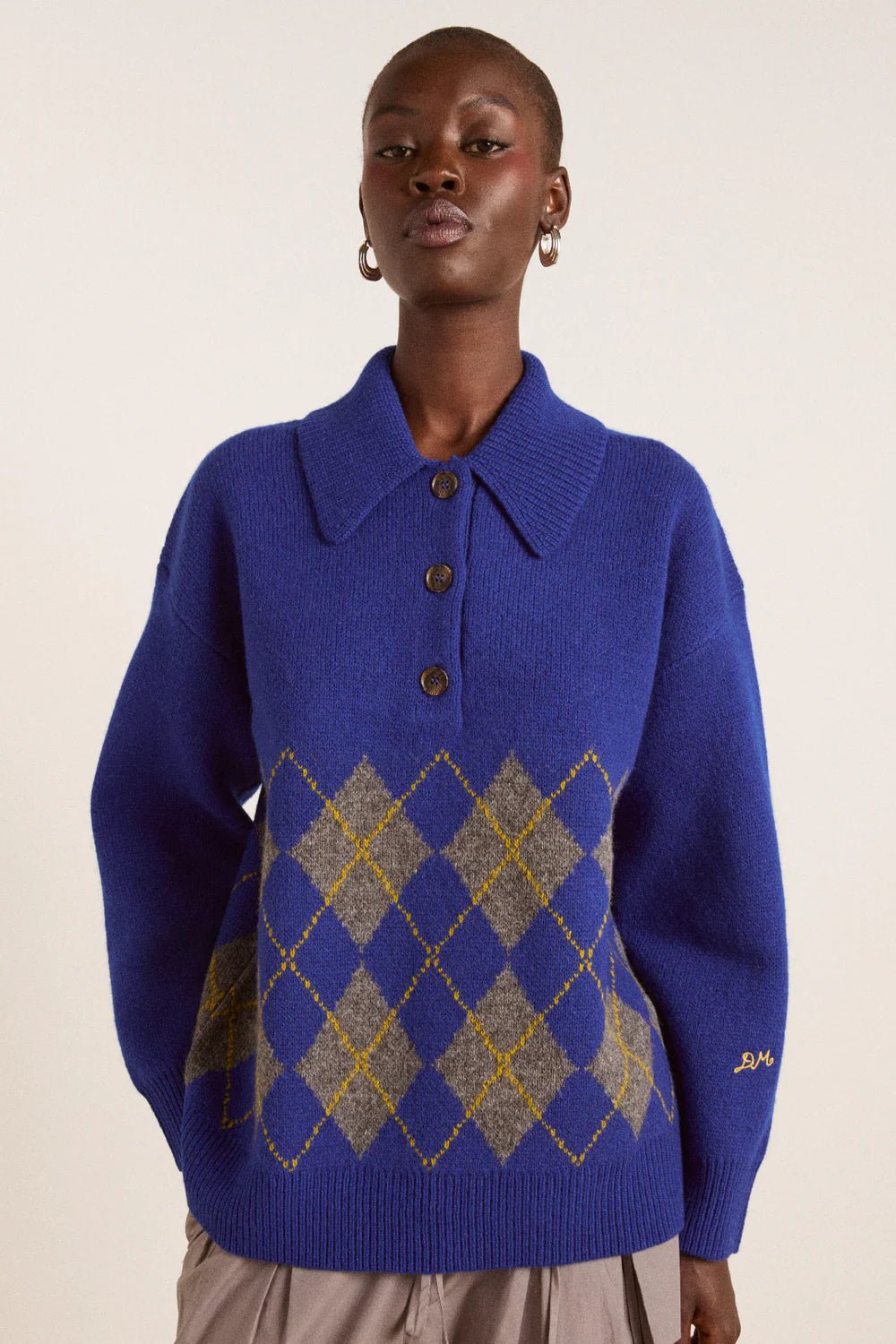 Damson Madder - Saskia Slouchy Rugby Cobalt Argyle - Kalifornia Jean Bar