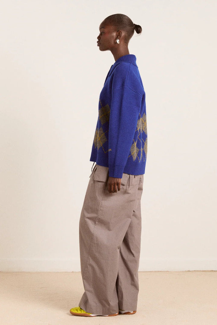 Damson Madder - Saskia Slouchy Rugby Cobalt Argyle - Kalifornia Jean Bar