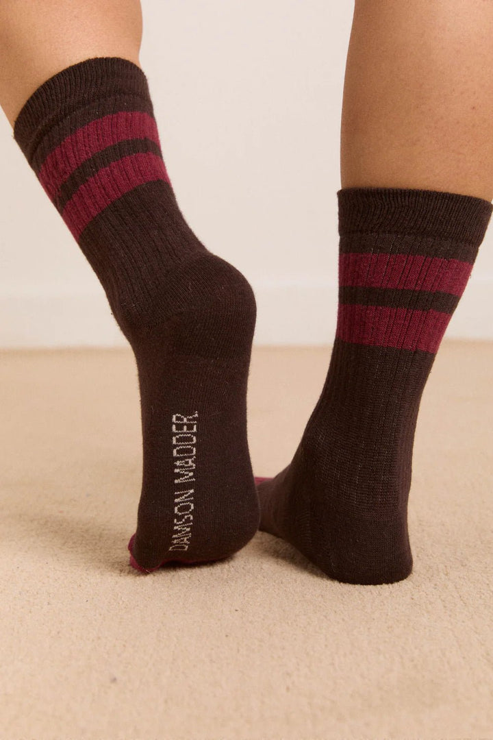 Damson Madder - Sporty Socks in Choc/Burg - Kalifornia Jean Bar