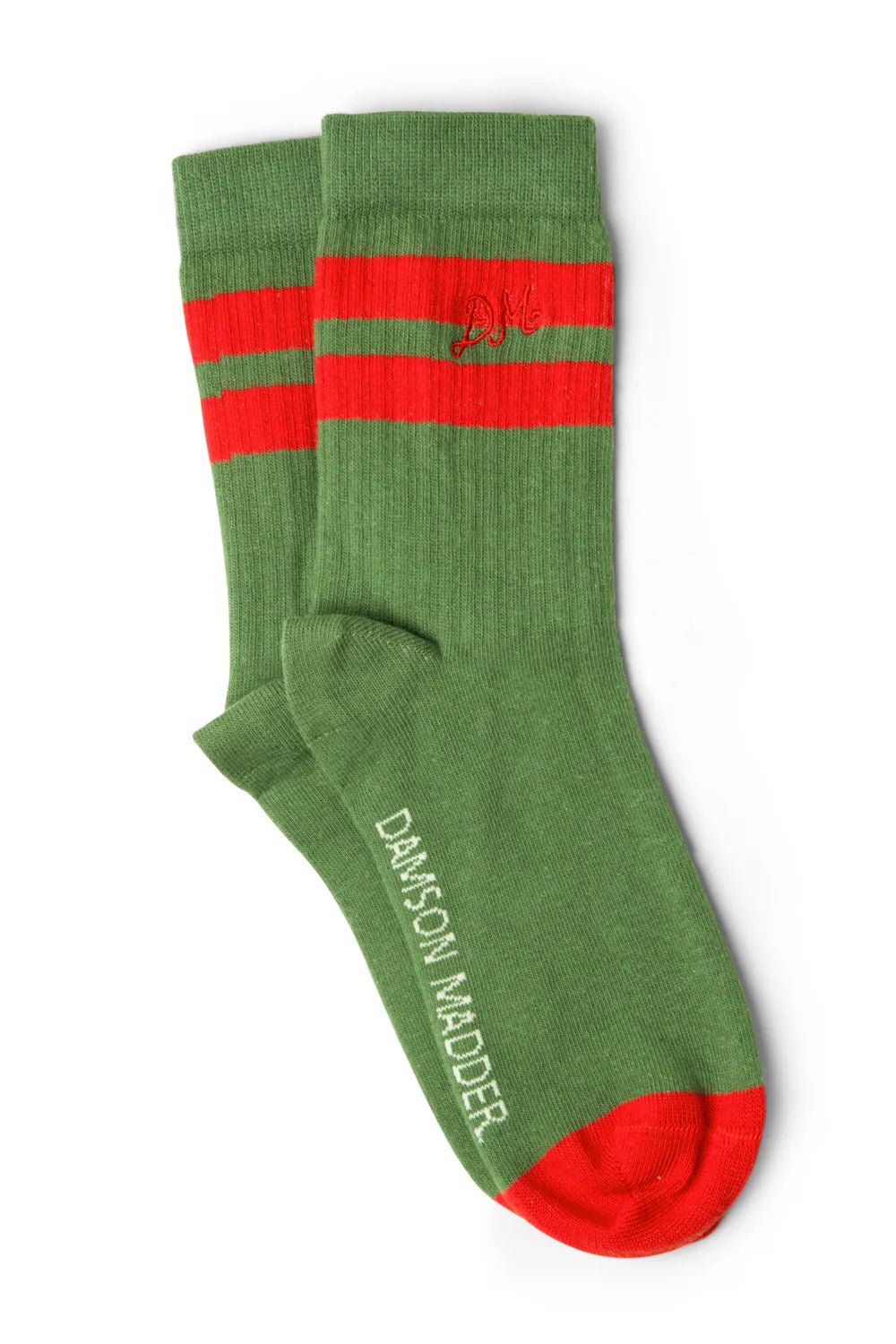 Damson Madder - Sporty Socks in Olive/Red - Kalifornia Jean Bar