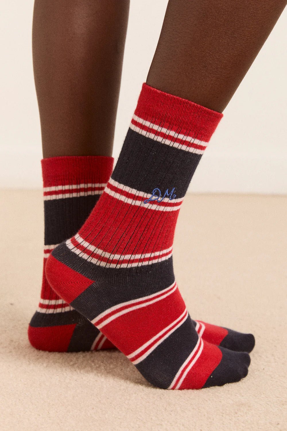 Damson Madder - Sporty Socks in Red/Navy - Kalifornia Jean Bar