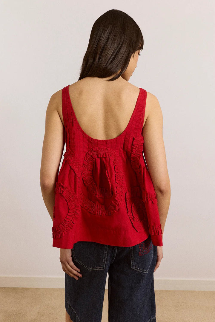 Damson Madder - Stella Ruffle Cami in Red - Kalifornia Jean Bar