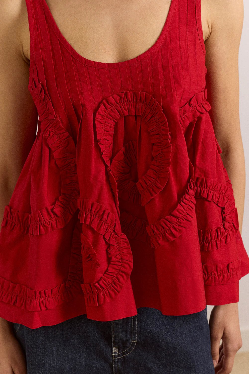 Damson Madder - Stella Ruffle Cami in Red - Kalifornia Jean Bar