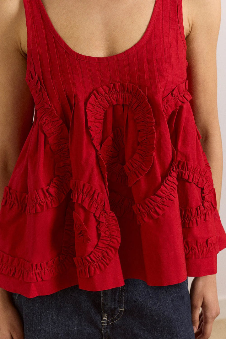 Damson Madder - Stella Ruffle Cami in Red - Kalifornia Jean Bar