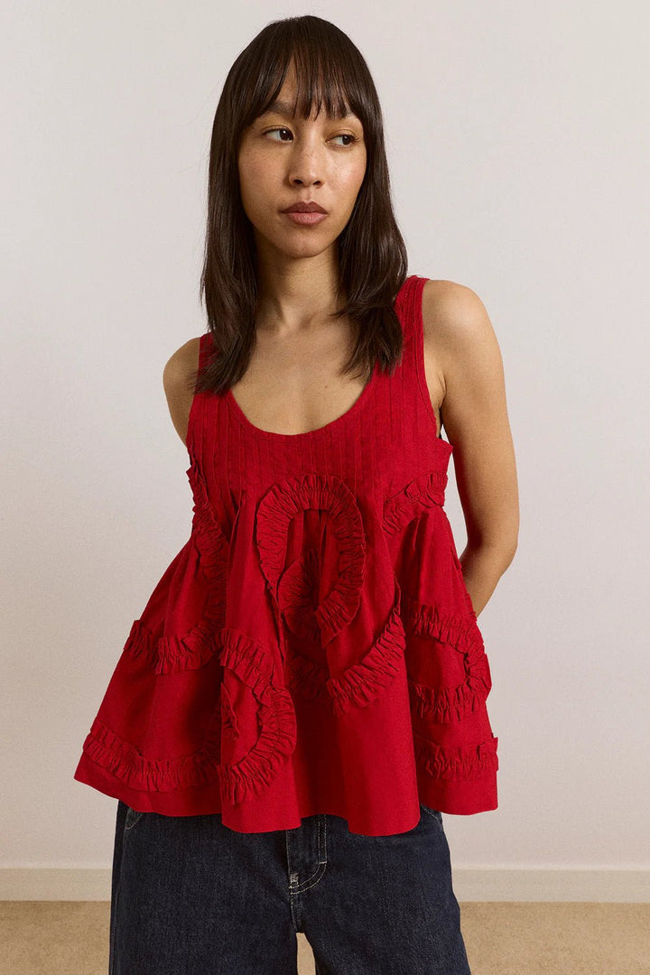 Damson Madder - Stella Ruffle Cami in Red - Kalifornia Jean Bar